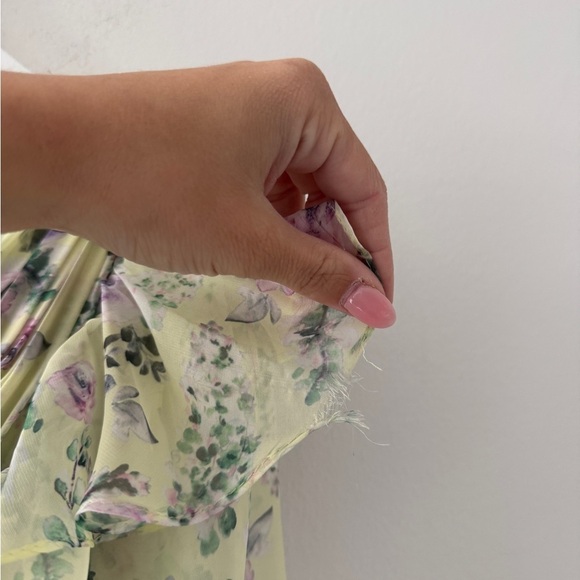 MAC DUGGAL Green Floral Chiffon Tiered Ruffle Dress 6 - Picture 15 of 16